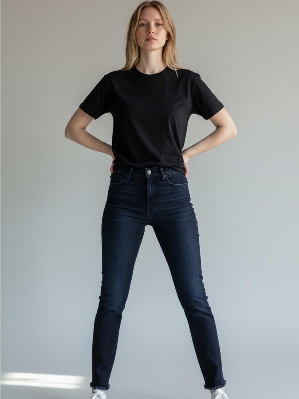 7 For All Mankind Slim Trouser Dark Wash Jeans Size 27 Raw Hem